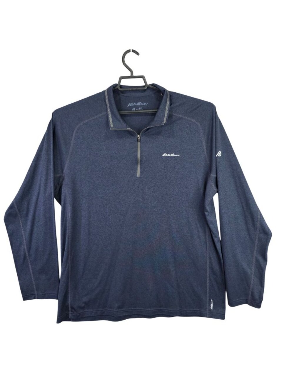 Mens Eddie Bauer Heather Blue 1/4 Zip Polo Shirt Long Sleeve Polyester Size XLT